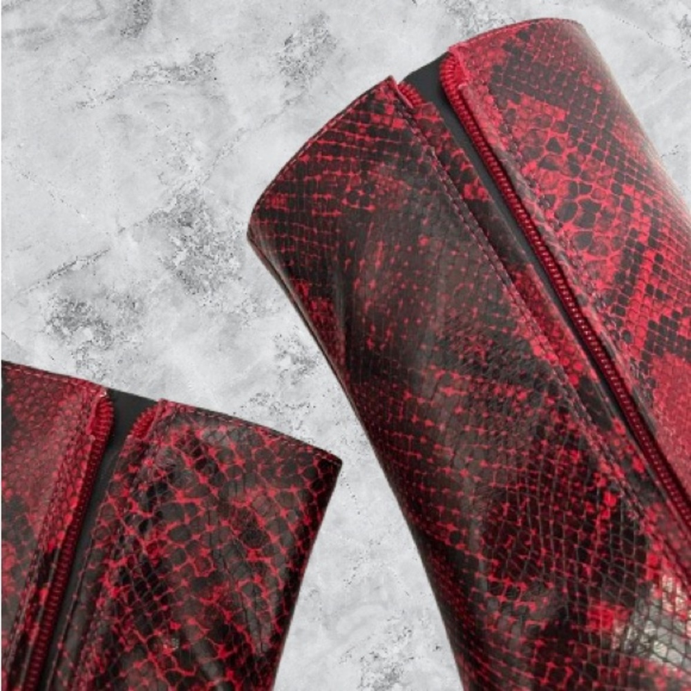 Guess Women’s Richery Stiletto Heel Ankle Dress Booties Red Snake 10M - Picture 13 of 16